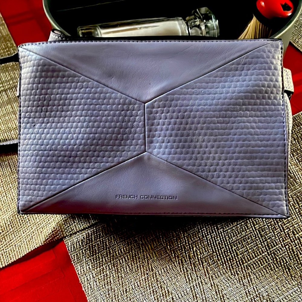 Lilac gray leather cross body bag